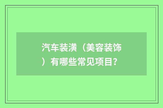 汽车装潢（美容装饰）有哪些常见项目？