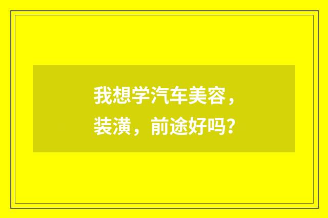 我想学汽车美容，装潢，前途好吗？