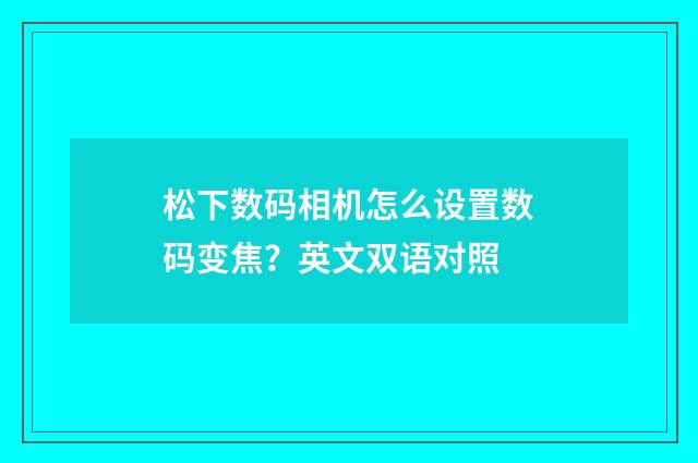 松下数码相机怎么设置数码变焦？英文双语对照