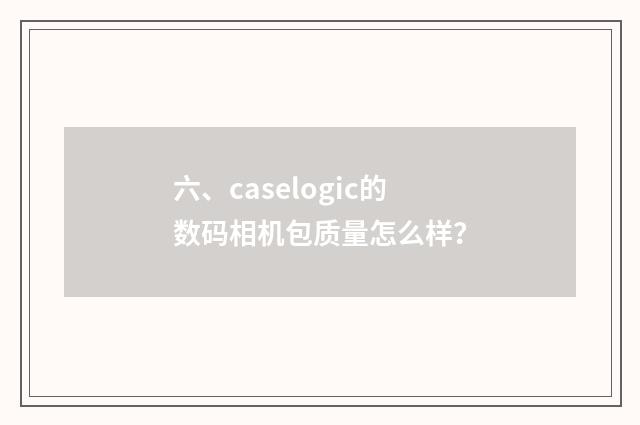 六、caselogic的数码相机包质量怎么样？
