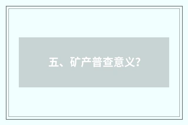 五、矿产普查意义？