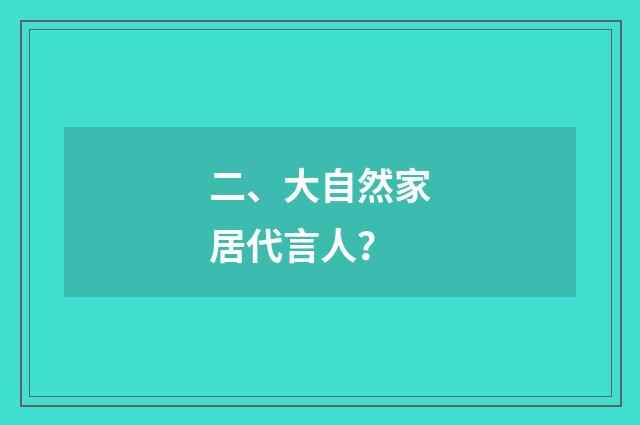 二、大自然家居代言人？