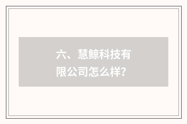 六、慧鲸科技有限公司怎么样？