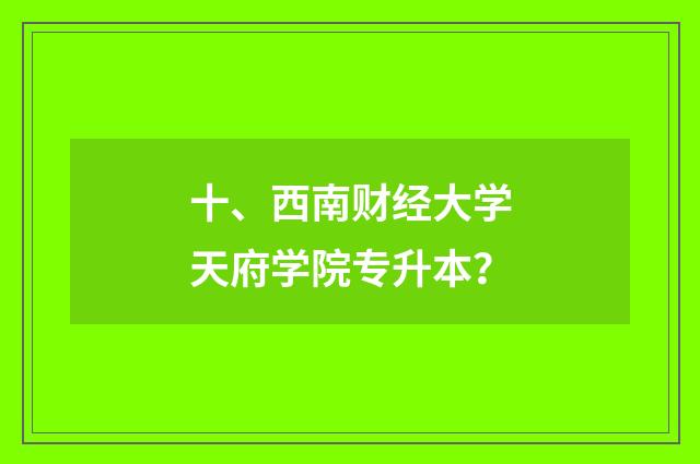 十、西南财经大学天府学院专升本？