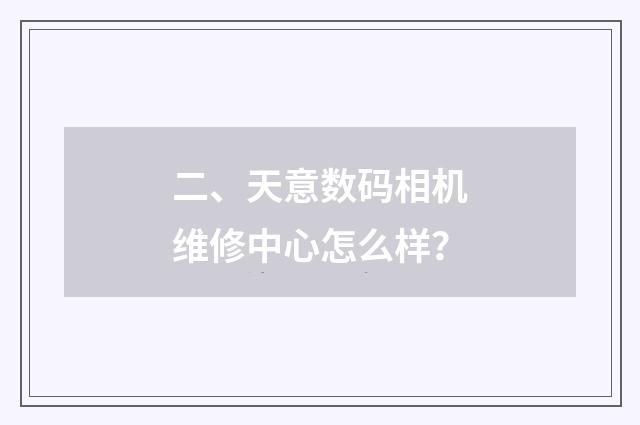 二、天意数码相机维修中心怎么样？