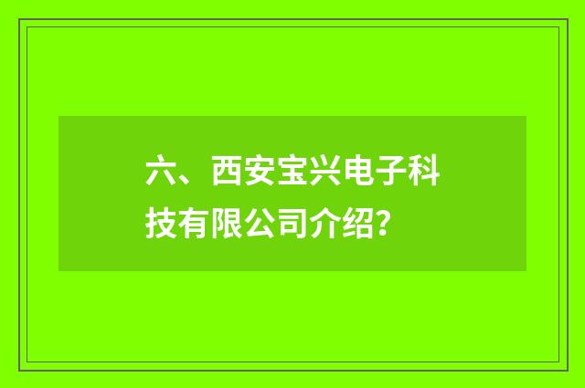 六、西安宝兴电子科技有限公司介绍？