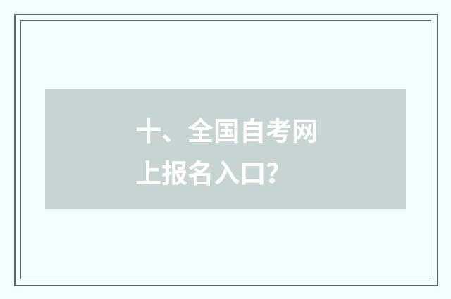 十、全国自考网上报名入口？