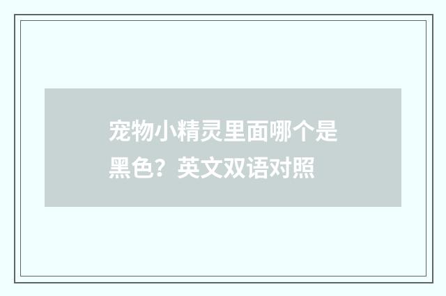 宠物小精灵里面哪个是黑色?英文双语对照