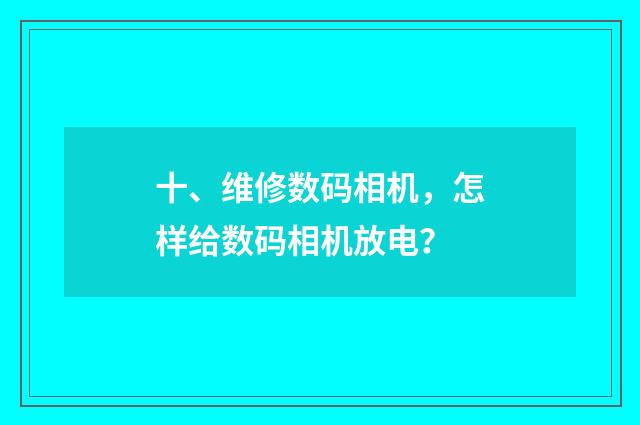 十、维修数码相机,怎样给数码相机放电?