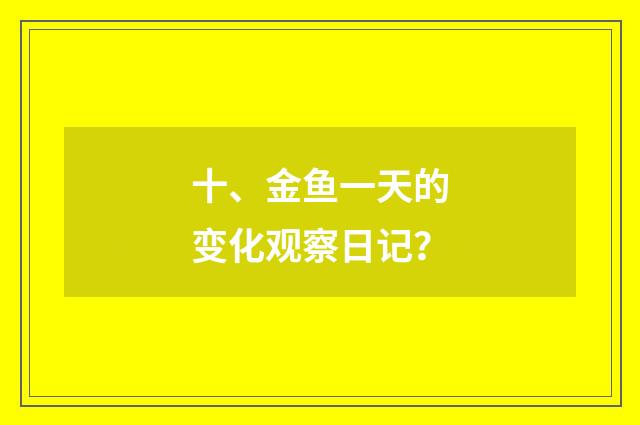 十、金鱼一天的变化观察日记？