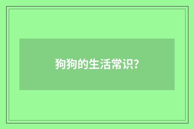 狗狗的生活常识？