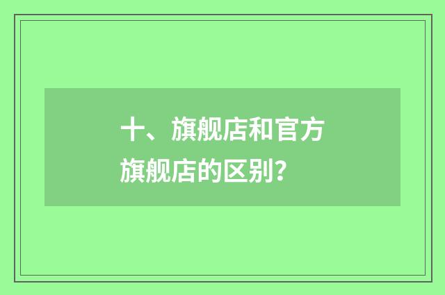 十、旗舰店和官方旗舰店的区别？