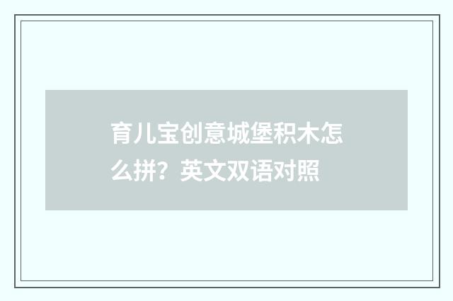 育儿宝创意城堡积木怎么拼？英文双语对照