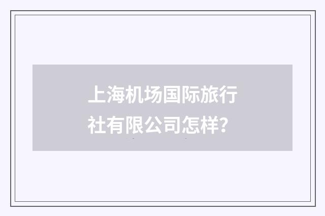上海机场国际旅行社有限公司怎样？