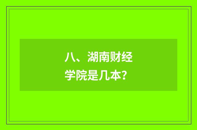 八、湖南财经学院是几本？