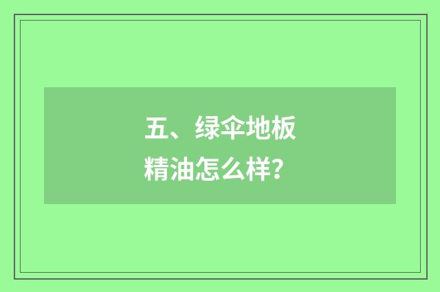 五、绿伞地板精油怎么样？