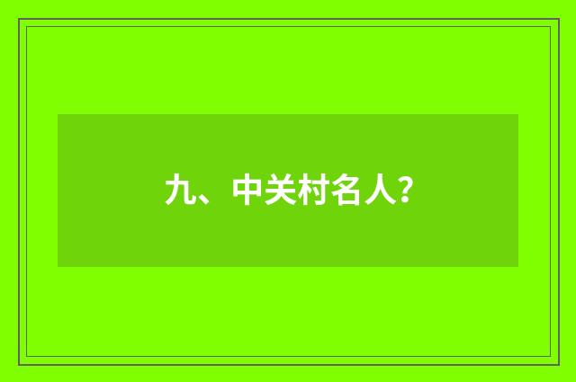 九、中关村名人？