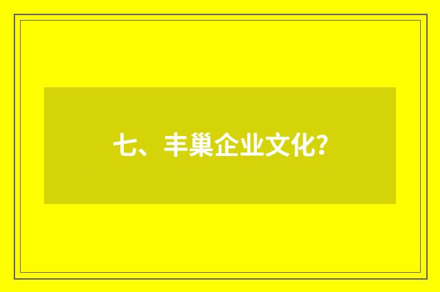 七、丰巢企业文化？