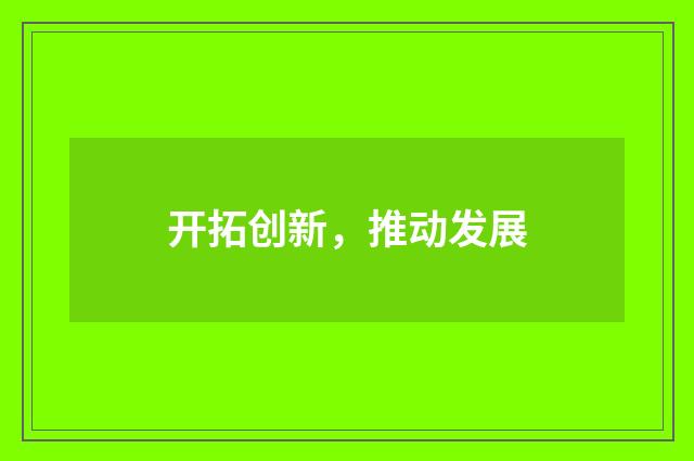 开拓创新，推动发展