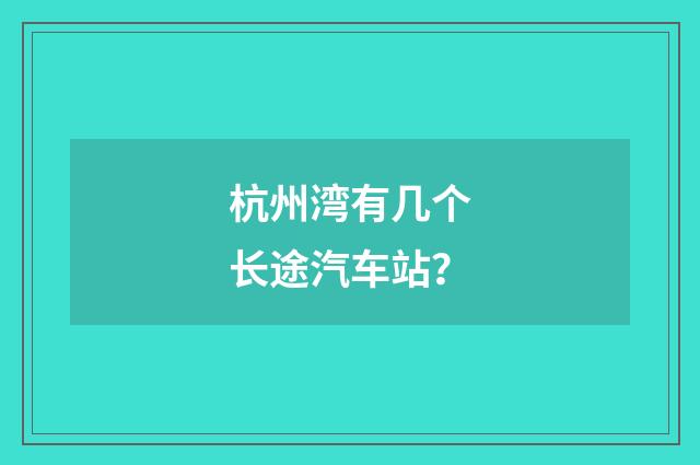 杭州湾有几个长途汽车站？