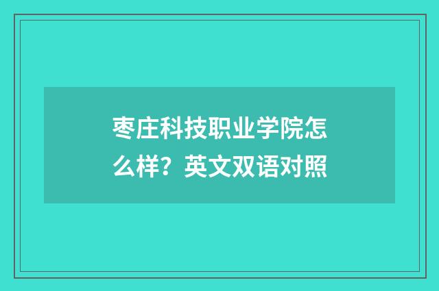 枣庄科技职业学院怎么样？英文双语对照