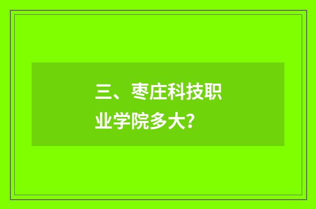 三、枣庄科技职业学院多大？