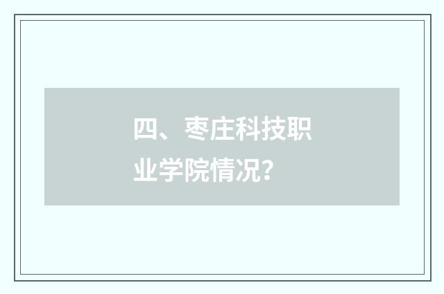 四、枣庄科技职业学院情况？