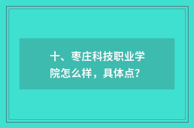 十、枣庄科技职业学院怎么样,具体点?