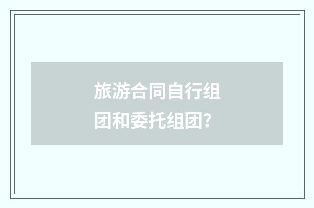 旅游合同自行组团和委托组团？