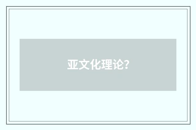 亚文化理论？