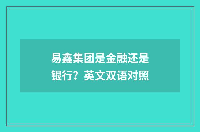 易鑫集团是金融还是银行？英文双语对照
