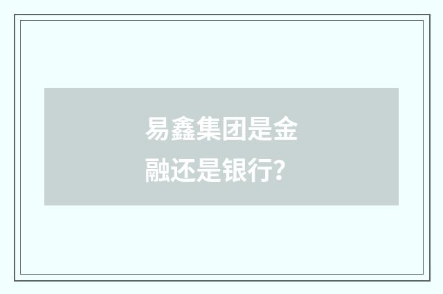 易鑫集团是金融还是银行?