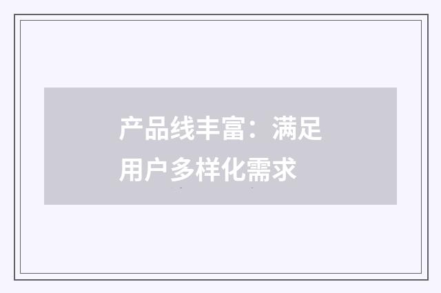 产品线丰富：满足用户多样化需求