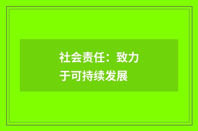 社会责任：致力于可持续发展