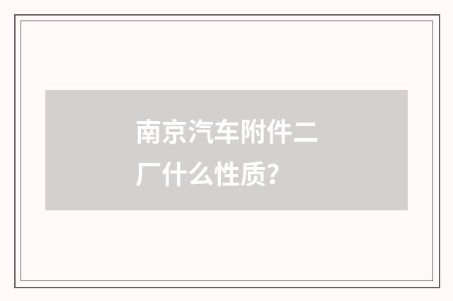 南京汽车附件二厂什么性质？