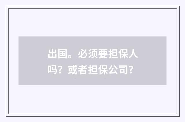 出国。必须要担保人吗？或者担保公司？