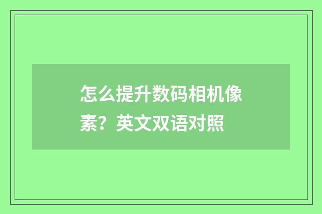 怎么提升数码相机像素？英文双语对照