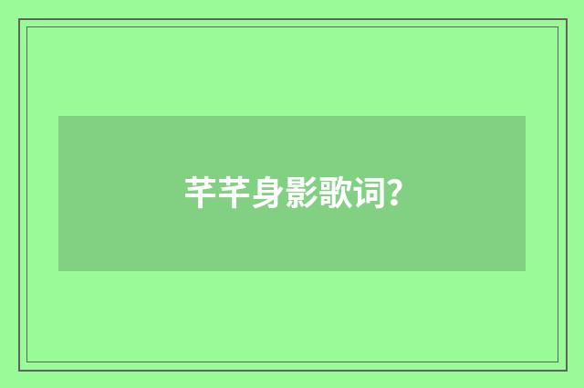 芊芊身影歌词？