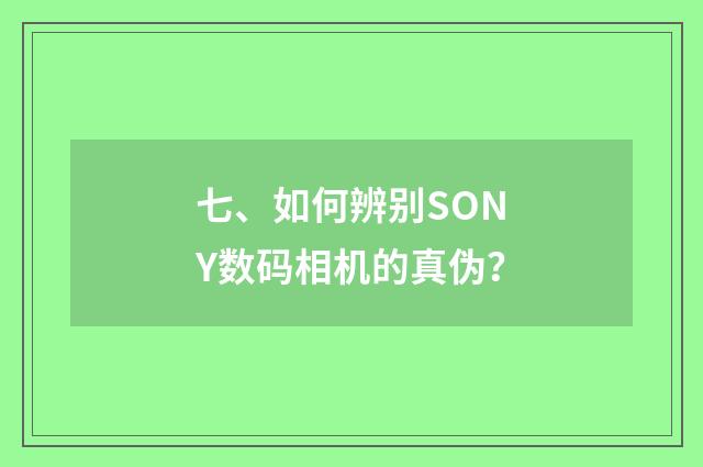 七、如何辨别SONY数码相机的真伪？