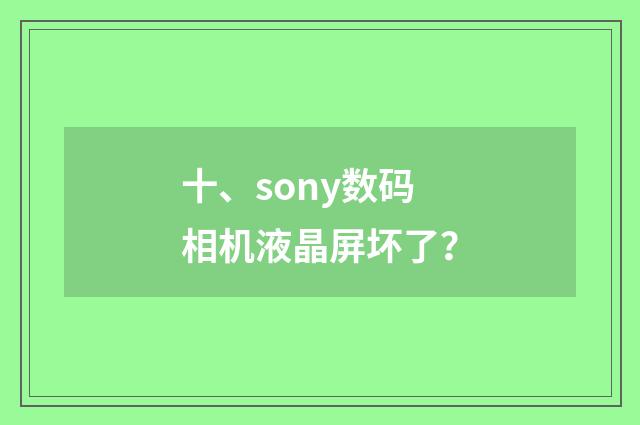 十、sony数码相机液晶屏坏了？