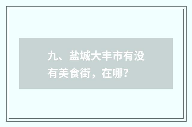 九、盐城大丰市有没有美食街,在哪?