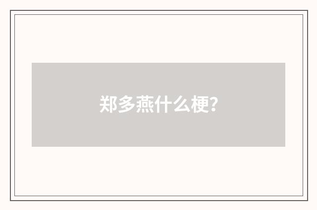郑多燕什么梗？