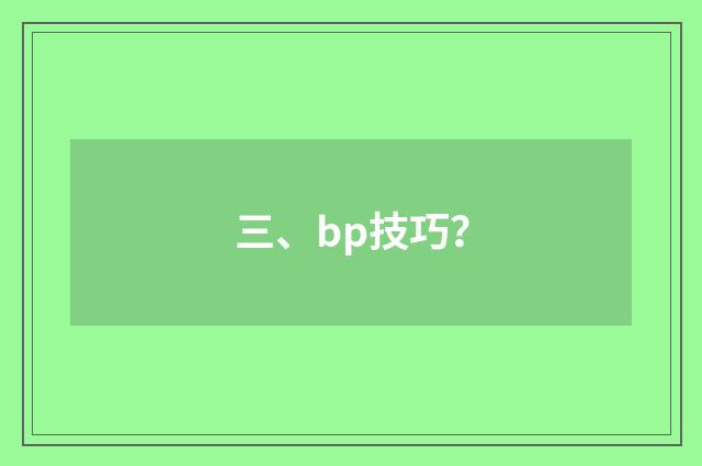 三、bp技巧？