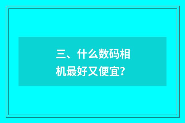三、什么数码相机最好又便宜？
