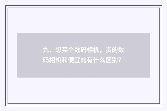 九、想买个数码相机，贵的数码相机和便宜的有什么区别？
