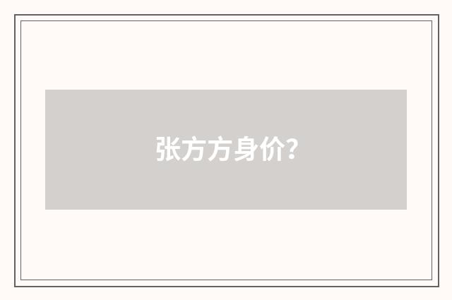张方方身价？