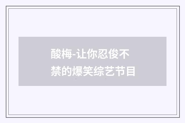 酸梅-让你忍俊不禁的爆笑综艺节目