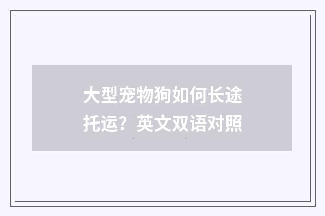 大型宠物狗如何长途托运？英文双语对照