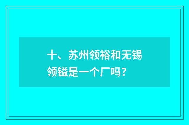 十、苏州领裕和无锡领镒是一个厂吗？