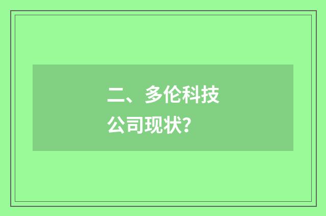 二、多伦科技公司现状？